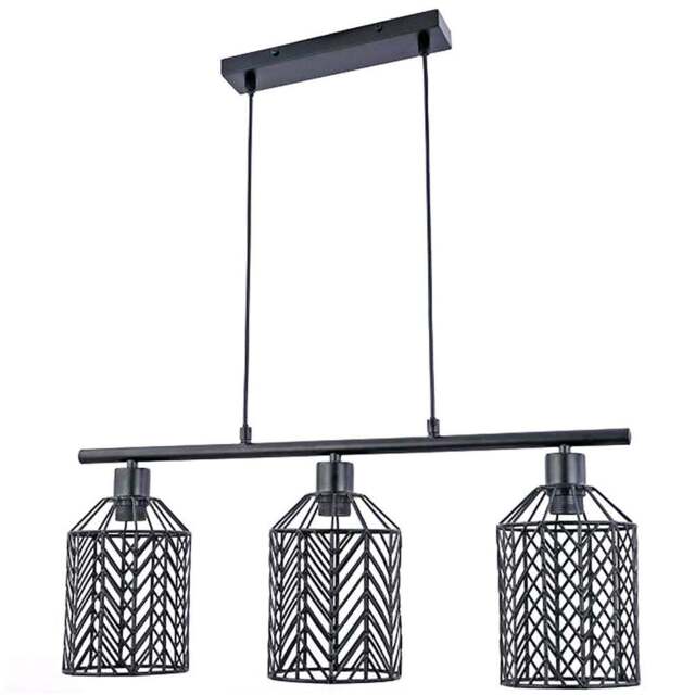 Industrial 3 Light Weaved Fitting Metal Ceiling Light - Size: 71 x 70 x 15cm - Wilko - image 1
