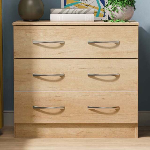Crowndale Avon 3 Drawer Nebraska Oak Chest of Drawers Ready Assembled - Wilko - image 1