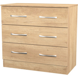 Crowndale Avon 3 Drawer Nebraska Oak Chest of Drawers Ready Assembled - Wilko - thumbnail 5