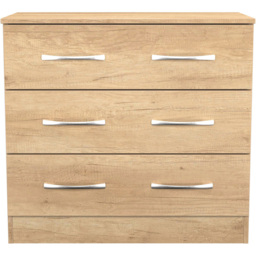 Crowndale Avon 3 Drawer Nebraska Oak Chest of Drawers Ready Assembled - Wilko - thumbnail 3