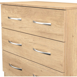 Crowndale Avon 3 Drawer Nebraska Oak Chest of Drawers Ready Assembled - Wilko - thumbnail 6