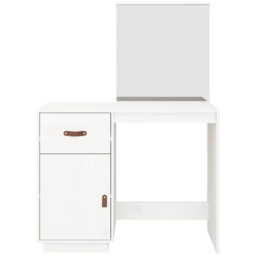 vidaXL Single Door Single Drawer White Solid Wood Pine Dressing Table with Mirror - Size: 134 x 95 x 50cm - Wilko - thumbnail 7