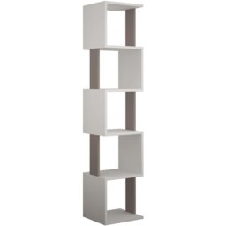Decortie Piri 5 Shelf White and Mocha Grey Modern Tall Bookcase - Multi - Wilko - thumbnail 3