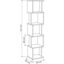 Decortie Piri 5 Shelf White and Mocha Grey Modern Tall Bookcase - Multi - Wilko - thumbnail 5