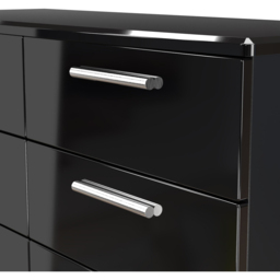 Crowndale Knightsbridge 6 Drawer Black Gloss and Black Wide Chest of Drawers Ready Assembled - Black Gloss & Black - Wilko - thumbnail 5