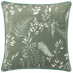 furn. Fearne Sage Green Printed Velvet Cushion - Size: 50 x 50 cm - Wilko - thumbnail 1