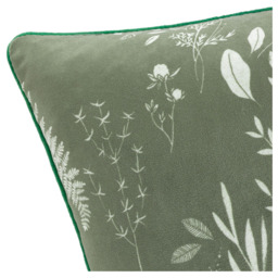 furn. Fearne Sage Green Printed Velvet Cushion - Size: 50 x 50 cm - Wilko - thumbnail 4