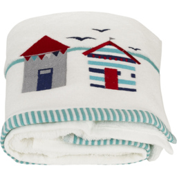 Bellissimo Beach Hut Turkish Cotton Green Towels Set of 6 - Size: 70 x 120cm - White - Wilko - thumbnail 3