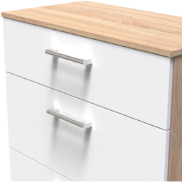 Crowndale Devon 3 Drawer White Matt and Bardolino Oak Deep Chest of Drawers Ready Assembled - White Matt & Bardolino Oak - Wilko - thumbnail 6