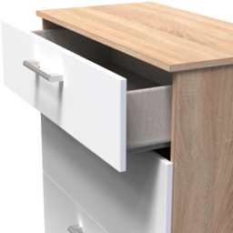 Crowndale Devon 3 Drawer White Matt and Bardolino Oak Deep Chest of Drawers Ready Assembled - White Matt & Bardolino Oak - Wilko - thumbnail 7