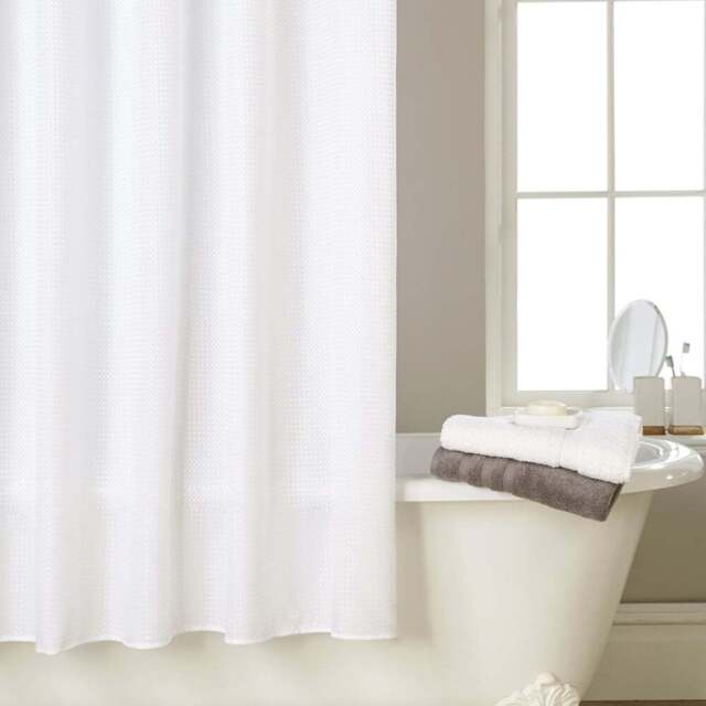 Waterline White Textured Shower Curtain 180 x 180cm - Wilko - image 1