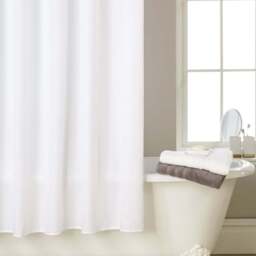 Waterline White Textured Shower Curtain 180 x 180cm - Wilko - thumbnail 1