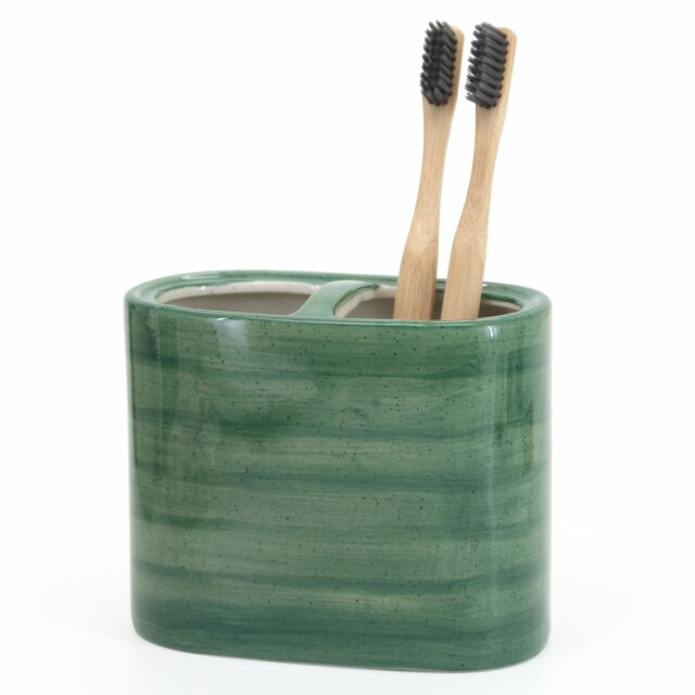 Ceramic Glaze Toothbrush Holder Green - Wilko - image 1