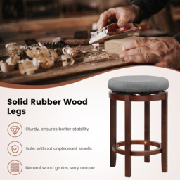 Costway Grey Counter Height Bar Stool Set of 2 - Size: 90 x 49 x 25cm - Wilko - thumbnail 6