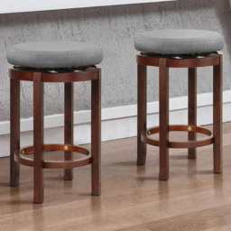 Costway Grey Counter Height Bar Stool Set of 2 - Size: 90 x 49 x 25cm - Wilko