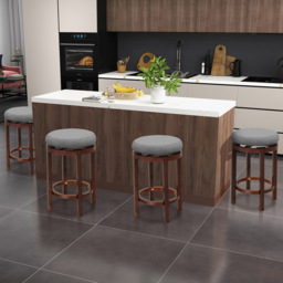 Costway Grey Counter Height Bar Stool Set of 2 - Size: 90 x 49 x 25cm - Wilko - thumbnail 5