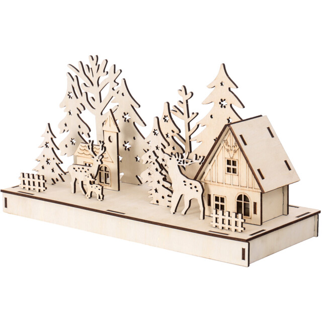 Wooden Christmas Holiday Scene Brown - All I Want For Christmas - Wilko - image 1