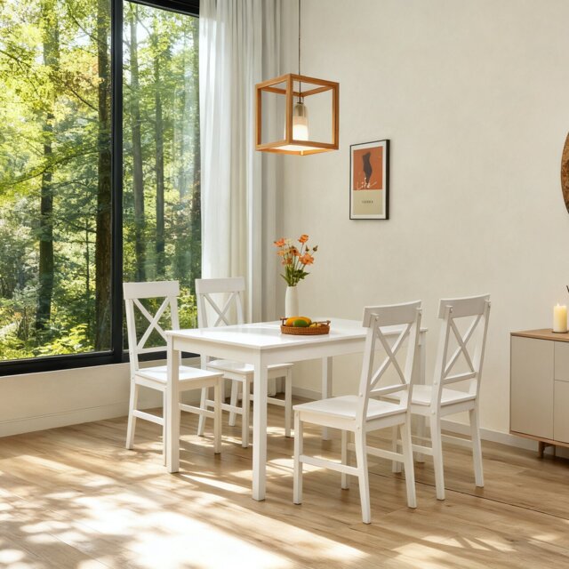 Hamilton Dining Table and Chair Set White - Wilko - image 1