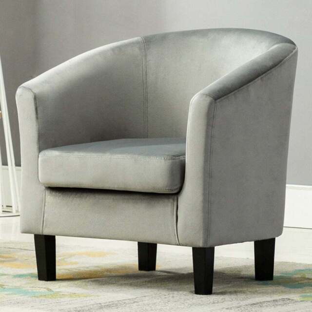Grey Velvet Fabric Tub Arm Chair - Size: 72 x 68 x 66cm - Dark grey - MCC - Wilko - image 1