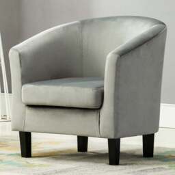 Grey Velvet Fabric Tub Arm Chair - Size: 72 x 68 x 66cm - Dark grey - MCC - Wilko - thumbnail 1