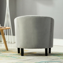 Grey Velvet Fabric Tub Arm Chair - Size: 72 x 68 x 66cm - Dark grey - MCC - Wilko - thumbnail 6