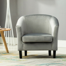 Grey Velvet Fabric Tub Arm Chair - Size: 72 x 68 x 66cm - Dark grey - MCC - Wilko - thumbnail 3