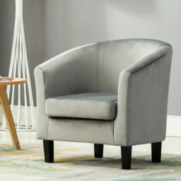 Grey Velvet Fabric Tub Arm Chair - Size: 72 x 68 x 66cm - Dark grey - MCC - Wilko - thumbnail 5