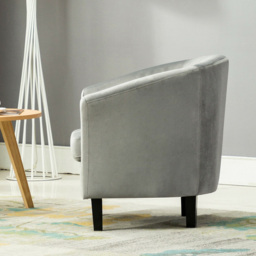 Grey Velvet Fabric Tub Arm Chair - Size: 72 x 68 x 66cm - Dark grey - MCC - Wilko - thumbnail 4