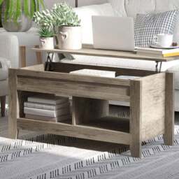 Portland 2 Shelf Oak Effect Wooden Lift Top Coffee Table - Size: 105 x 74 x 62cm - Brown - Wilko