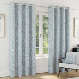 Enhanced Living Sherwood Ice Blue Jacquard Leaf Thermal Blackout Eyelet Curtains 168 x 229cm - Size: W 168 x D 229cm - Wilko - thumbnail 1