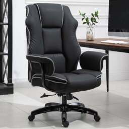 Portland Black PU Leather Swivel Recliner Office Chair - Size: 66 x 55 x 129cm - Wilko - thumbnail 1