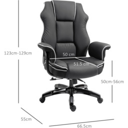 Portland Black PU Leather Swivel Recliner Office Chair - Size: 66 x 55 x 129cm - Wilko - thumbnail 6