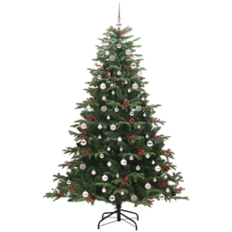 vidaXL Pre-Lit Warm White LED and Pink Baubles Green Artificial Christmas Tree with Stand 7.8ft - Wilko - thumbnail 3