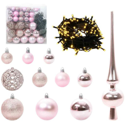 vidaXL Pre-Lit Warm White LED and Pink Baubles Green Artificial Christmas Tree with Stand 7.8ft - Wilko - thumbnail 5