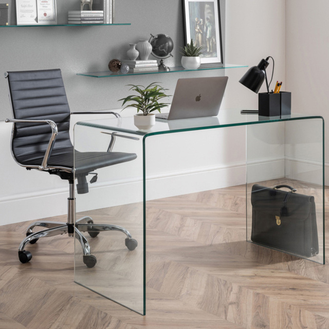 Julian Bowen Amalfi Gio Glass Desk and Black Swivel Office Chair - Wilko - image 1