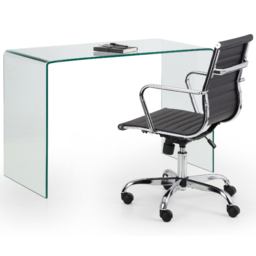 Julian Bowen Amalfi Gio Glass Desk and Black Swivel Office Chair - Wilko - thumbnail 3