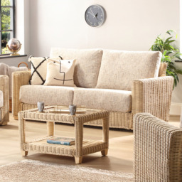 Desser Furniture Burford 3 Seater Natural Rattan and Farrow Sofa - Cream - Wilko