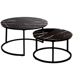 Kosy Koala Marble Glass Round Nest of Tables Set of 2 - Multi - Wilko - thumbnail 3