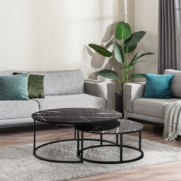 Kosy Koala Marble Glass Round Nest of Tables Set of 2 - Multi - Wilko - thumbnail 7