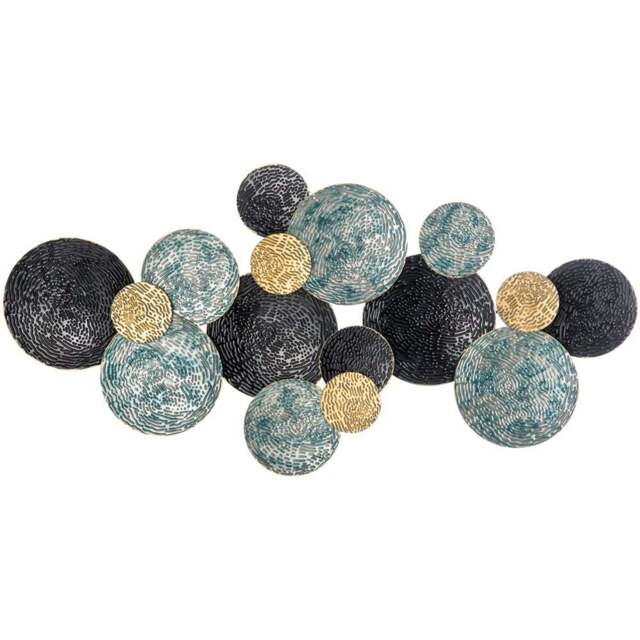 Portland Multicolour Minimalist Circle Metal Hanging Wall Art Sculpture - Size: 5 x 66 x 133cm - Blue - Wilko - image 1