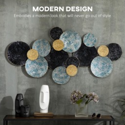 Portland Multicolour Minimalist Circle Metal Hanging Wall Art Sculpture - Size: 5 x 66 x 133cm - Blue - Wilko - thumbnail 6