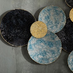 Portland Multicolour Minimalist Circle Metal Hanging Wall Art Sculpture - Size: 5 x 66 x 133cm - Blue - Wilko - thumbnail 4