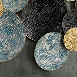 Portland Multicolour Minimalist Circle Metal Hanging Wall Art Sculpture - Size: 5 x 66 x 133cm - Blue - Wilko - thumbnail 5