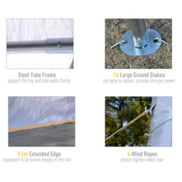 Gazebo Tent Portable Carport Shelter - Size: 280 x 400 x 400cm - White - Outsunny - Wilko - thumbnail 6