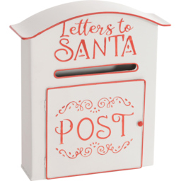 Everglow Wall Mounted Santa Post Box Christmas Decoration - Size: 30.5 x 8 x 27cm - White - Wilko