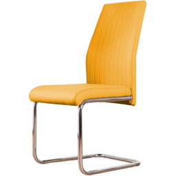 Furniturebox Fontana Set of 2 Mustard Yellow and Chrome Faux Leather Dining Chair - Wilko - thumbnail 3