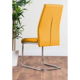 Furniturebox Fontana Set of 2 Mustard Yellow and Chrome Faux Leather Dining Chair - Wilko - thumbnail 5