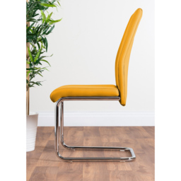 Furniturebox Fontana Set of 2 Mustard Yellow and Chrome Faux Leather Dining Chair - Wilko - thumbnail 4