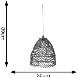 ValueLights Black Rattan Battery Operated Outdoor Hanging Pendant Light - Size: 89 x 30 x 30cm - Wilko - thumbnail 5