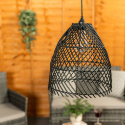 ValueLights Black Rattan Battery Operated Outdoor Hanging Pendant Light - Size: 89 x 30 x 30cm - Wilko - thumbnail 4